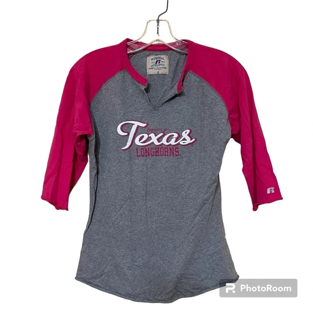 University of Texas Logo Tee Pink and Gray‎ size Medium